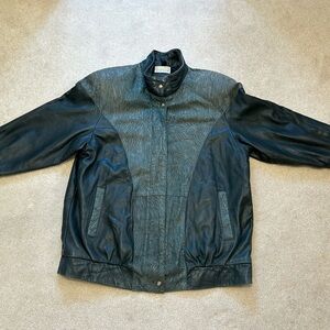 Vintage embossed green leather jacket